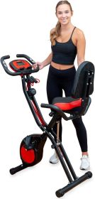 YYFITT 3-In-1 Folding Exercise Bike, Stationary Bikes for Home with Arm Workout Bands, Indoor Fitness Bike with 16 Levels