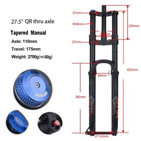 BOLANY MTB Thru Axle Boost Suspension Fork Mountain Bike Air Resilience Rebound Adjustment 110*15MM Travel 175MM For XC DH