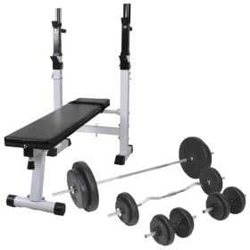 Workout Bench with Weight Rack, Barbell and Dumbbell Set198.4 lb