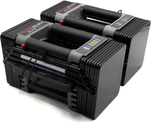 PowerBlock Elite EXP Adjustable Dumbbells, Sold in Pairs, Stage 1, 5-50 lb. Dumbbells, Durable Steel Build, Innovative Workout E PowerBlock Elite EXP Adjustable Dumbbells, Sold in Pairs, Stage 1, 5-50 lb. Dumbbells, Durable Steel Build, Innovative Workout E