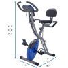 Folding Exercise Bike, Fitness Upright and Recumbent X-Bike with 10-Level Adjustable Resistance, Arm Bands and Backrest