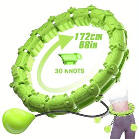 1pc Smart Weighted Hula Hoops, Fitness Weight Loss Gear, With Detachable Knots & Adjustable Weight (Color: Green)