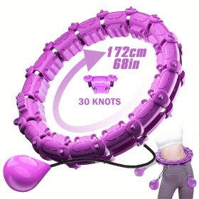 1pc Smart Weighted Hula Hoops, Fitness Weight Loss Gear, With Detachable Knots & Adjustable Weight (Color: Purple)