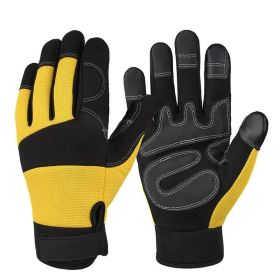 Climbing Tactical Full Finger Combat Riding Touch Screen Gloves Outdoor Roping Work Rocks Parkour Carabiners Rigging Grip (Color: Yellow)