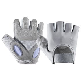 1 Pair Training Gloves Non-slip Fingerless Palm Protector Unisex Sweat-wicking Ridding Gloves for Outdoor Sports (Color: grey)