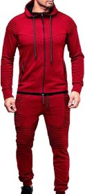 Men's 2 Pieces Tracksuits Running Jogging Athletic Casual Outfits Suit Solid Full Zip Sports Hooded Pants Sweatsuits (size: XL)