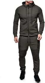 Men's 2 Pieces Tracksuits Running Jogging Athletic Casual Outfits Suit Solid Full Zip Sports Hooded Pants Sweatsuits (size: S)