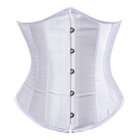 SEXY Gothic Underbust Corset and Waist cincher Bustiers Top Workout Shape Body Belt Plus size Lingerie S-6XL (Color: White)