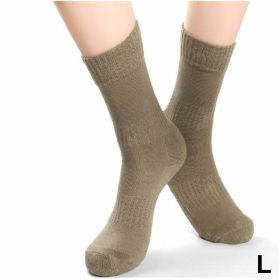 Men 2Pairs/Lot knee-high cotton keep warm thickening breathable cold-proof terry cushioned running military army fan outdoor sports socks L Size (size: L)