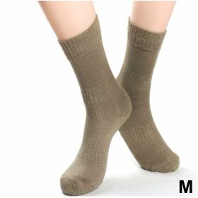 Men 2Pairs/Lot knee-high cotton keep warm thickening breathable cold-proof terry cushioned running military army fan outdoor sports socks L Size (size: M)