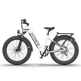 AOSTIRMOTOR new pattern 26" 1000W Electric Bike Fat Tire 52V15AH Removable Lithium Battery for Adults(white) (Color: as Pic)