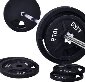 Cast Iron Standard Weight Plates Including 5FT Standard Barbell with Star Locks, (Color: Style  7)