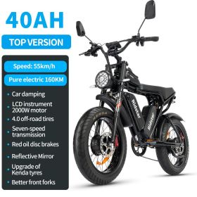 Ridstar Q20 Electric Bike 2000W 48V 40AH Waterproof Powerful Dual motor 20*4.0 Fat Tire For Mountain Electric Bicycle For Adult (Color: 52V-40AH)