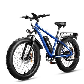 AMYET Electric Bike EB26 Adults Electric Bicycle Peak 1500W 48V 15AH e bike 26" Fat Tire Mountain Bike 31mph Electric Dirt Bike (Color: EB26-blue)