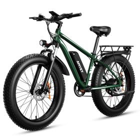 AMYET Electric Bike EB26 Adults Electric Bicycle Peak 1500W 48V 15AH e bike 26" Fat Tire Mountain Bike 31mph Electric Dirt Bike (Color: EB26-green)