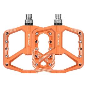 1 Pair Practical Widened Tread Lightweight Anti Corrosion MTB Bike Bicycle Bearing Pedals Bicycle Parts Accessories (Color: Orange)