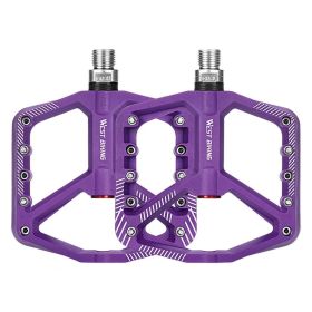 1 Pair Practical Widened Tread Lightweight Anti Corrosion MTB Bike Bicycle Bearing Pedals Bicycle Parts Accessories (Color: Purple)