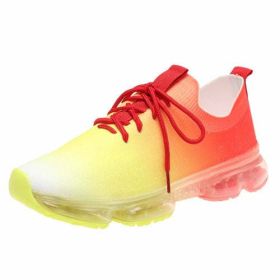 Fashion Mesh Cozy Running Sport Shoes Women Lace Up Sneakers (Color: Yellow)