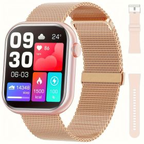 Ultimate Fitness Watch for Men and Women Waterproof Sleep Tracker Pedometer (Color: Pink Steel Belt)