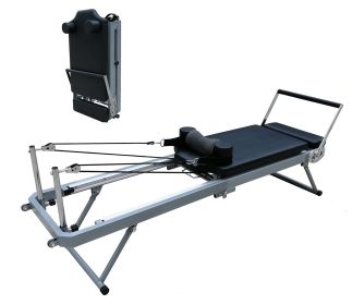 Pilates Reformer Fitness Equipment for Home Foldable Yoga Bed Strength Training Machine (Color: Black)