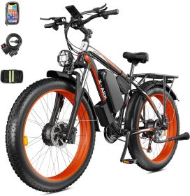 Electric Bike 2000W Dual Motor Fat Tire 26x4 Mountain Bike (Color: as Pic)